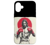 Il Signore della boxe Gesù Cristo per gli amanti dei guanti e degli anelli Custodia per iPhone 16 Plus