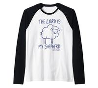 Il Signore è Il Mio Pastore Carino Pecora Cristiana Bibbia Versetto Maglia con Maniche Raglan