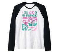 Il Signore è il mio pastore - Salmo 23:1 Retro Christian Design Maglia con Maniche Raglan