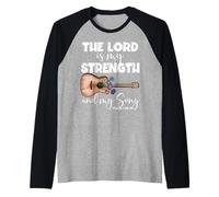 Il Signore è la mia Forza e la mia Canzone Salmo 118:14 Versetto della Bibbia Maglia con Maniche Raglan