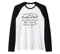 Il Signore Mio Scudo La mia Forza - Versetto Bibbia Fede Cristiana Maglia con Maniche Raglan