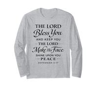 Il Signore Ti benedica e Ti Tiene Bibbia Versi Script Zephaniah Maglia a Manica