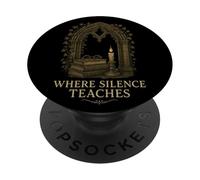 Il silenzio dell'arco del libro gotico insegna la candela Dark Academia PopSockets PopGrip Adesivo