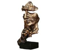 Il Silenzio È Statuetta D'oro - Statua del Pensatore del Silenzio, Statue Pensatore Arte Astratta Decorazione Scrivania | Figurina Silenziosa Creativa Del Viso Degli Uomini, Mensola