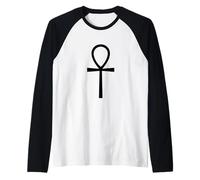Il Simbolo del Geroglifico Egiziano Antico Ankh Maglia con Maniche Raglan