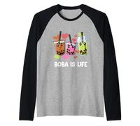 Il Simpatico Boba È La Vita Bubble Tea BES-teas Kawaii Maglia con Maniche Raglan