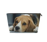 Il simpatico cane Beagle si trova sul pavimento, Borsa da toilette Borsa per trucco Borsa per cosmetici Borsa da toilette da viaggio portatile