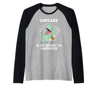Il Simpatico Cupcake con Dinosauri è Il Mio Segreto per la Felicità | Dinosauri Maglia con Maniche Raglan