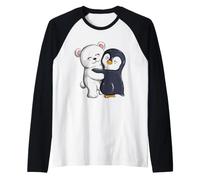 Il Simpatico Pinguino Dell'orso Polare Abbraccia I Pinguini Maglia con Maniche Raglan