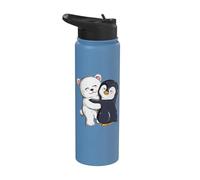 Il Simpatico Pinguino Dell'orso Polare Abbraccia I Pinguini Stainless Steel Insulated Water Bottle
