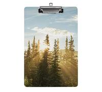 Il sole mattutino splende la foresta Portablocco formato A4 Divertente lavoro estetico Studiando Lettera Lavagna portablocco standard 12,5×8,5 in faesite per l'aula scolastica Bambini che scrivono di