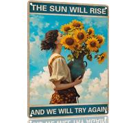 Il Sole Sorgerà Girasole Targa In Metallo Vintage Cartello In Metallo Ferro Poster Con Placca Per Caffè Pub Esterni 20X30 Cm
