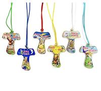 IL SOLE Tau in legno di ulivo con immagine cantico delle creature San Francesco d'Assisi assortiti (60 Pezzi)