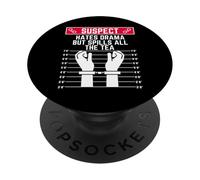Il sospetto odia il dramma ma versa il tè divertente uomini donne divertimento PopSockets PopGrip Adesivo