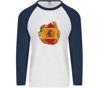 Il Spagnolo Bandiera Fuoco Effetto Spagna Uomo L/S Baseball T-Shirt