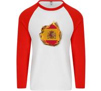 Il Spagnolo Bandiera Fuoco Effetto Spagna Uomo L/S Baseball T-Shirt