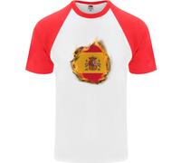 Il Spagnolo Bandiera Fuoco Effetto Spagna Uomo S/S Baseball T-Shirt