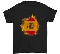 Il Spagnolo Bandiera Fuoco Effetto Spagna Uomo T-Shirt 100% Cotone