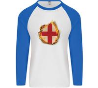 Il St. di George Croce Inglese Bandiera Inghilterra Uomo L/S Baseball T-Shirt