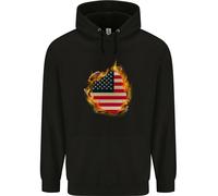 Il Stars & Righe Bandiera Americana Fuoco USA Bambini Felpa con Cappuccio