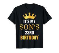Il suo 23° compleanno di mio figlio 23 anni Golden Bday Maglietta