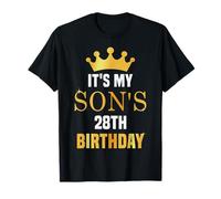 Il suo 28° compleanno di mio figlio 28 anni Golden Bday Maglietta