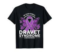 Il supporto per la consapevolezza della sindrome di Dravet viene fornito un nastro viola Maglietta