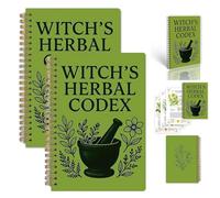 Il taccuino dell'erborista incantato, il codice delle erbe della strega, il diario botanico vintage rilegato a spirale con il calderone della strega, tradizioni vegetali e illustrazioni (2Pcs)