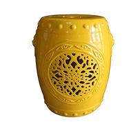 il tamburo di ceramica, Sgabello da Giardino Decorativo, Tavolino Portatile, Sgabello a Tamburo in Ceramica Cavo for Esterno, Sgabello for Famiglia, Adatto for Terrazza, Coperta, Cortile(Yellow)