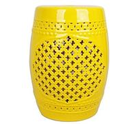 il tamburo di ceramica, Sgabello for batteria in stile cinese, nuovo sgabello in ceramica in stile americano, molo rotondo e sgabello morbido, sgabello in porcellana quadrifoglio fortunato.(Yellow)