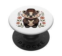 Il tasso carino indossa un cappello bulgaro PopSockets PopGrip Adesivo