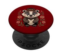 Il tasso carino indossa un cappello bulgaro PopSockets PopGrip Adesivo
