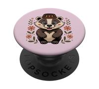 Il tasso carino indossa un cappello bulgaro PopSockets PopGrip Adesivo