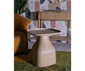 Il Tavolinetto Gea design moderno e minimalista. e realizzato a mano, Dimensioni 48x48x h 50 cm, colore marrone grigio