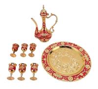 Il tè, Set di teiere da caffè vintage con teiera in lega zinco a 6(Red)