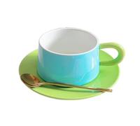 Il tè, Set tazza da caffè e piattino in ceramica con cucchiaio for uso(B)