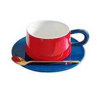 Il tè, Set tazza da caffè e piattino in ceramica con cucchiaio for uso(C)