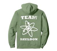 Il Team del Logo di Big Bang Theory Sheldon Atom Felpa con Cappuccio, Unisex per Adulti, Verde Salvia, M