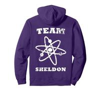 Il Team del Logo di Big Bang Theory Sheldon Atom Felpa con Cappuccio, Unisex per Adulti, Viola, S