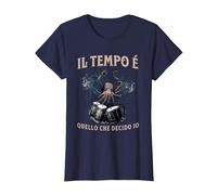 Il Tempo Quello Che Decido Io Strumento Musicale Percussione Maglietta, Donna, Navy, XS