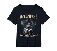 Il Tempo Quello Che Decido Io Strumento Musicale Percussione Maglietta, Donna Plus-Size, Nero, 5X