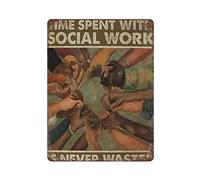 Il tempo trascorso con il lavoro sociale non è mai sprecato Poster vintage Targa in metallo Targa in metallo Targa da parete Decor Retro Pittura in ferro Targa in alluminio per casa Uomini Cave Bar Ca