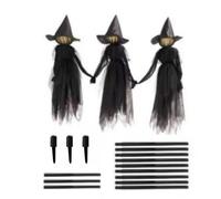 Il terrificante mostro della testa incandescente per Halloween Garden Post 1,5 piedi per set 3 streghe che si tengono per mano per cortili esterni prati e decorazioni da giardino