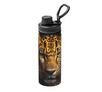 Il thermos sportivo leopardo dagli occhi profondi da 510 g, thermos da viaggio in acciaio inossidabile, adatto per ciclismo, palestra, basket, thermos all'aperto
