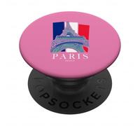 il, torre Eiffel, su, bandiera francese, fondo, parigi, viaggio PopSockets PopGrip Adesivo