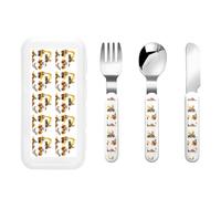 Il tradizionale antico tartan del clan scozzese Set di utensili portatili per bambini - Forchetta, cucchiaio e coltello in acciaio inossidabile Set da 3 pezzi, facile da pulire e perfetto per la