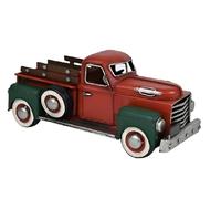 Il tradizionale Furgone pick up di Babbo Natale Rosso e verde Grande cm 32 furgoncino porta i giocattoli ai bambini in metallo vintage decorazioni casa idea regalo ornamento sotto l'albero in latta