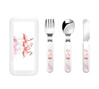 Il tradizionale tartan del clan scozzese Set di utensili portatili per bambini - Forchetta, cucchiaio e coltello in acciaio inossidabile Set da 3 pezzi, facile da pulire e perfetto per la scuola,