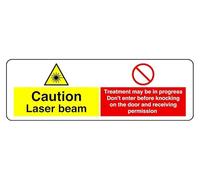 Il trattamento potrebbe essere in corso Cauation Non entrare prima di bussare - Dibond in alluminio da 3 mm per uso interno/esterno (450 mm x 200 mm) 5 m di distanza di visione.