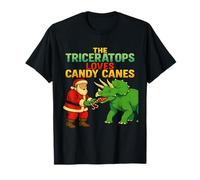 Il triceratopo AMA i Bastoncini di Zucchero Carino Dinosauro di Natale Maglietta